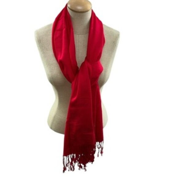 red cashmere silk pashmina shawl scarf HOLIDAY CHRISTMAS - Picture 3 of 6